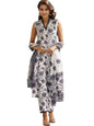 Shienzy WomenS Printed Cotton Blend Sleeveless V-Neck Kurta Pant Dupatta Set || Stylish Indo-Western Kurti For Wedding, Festive