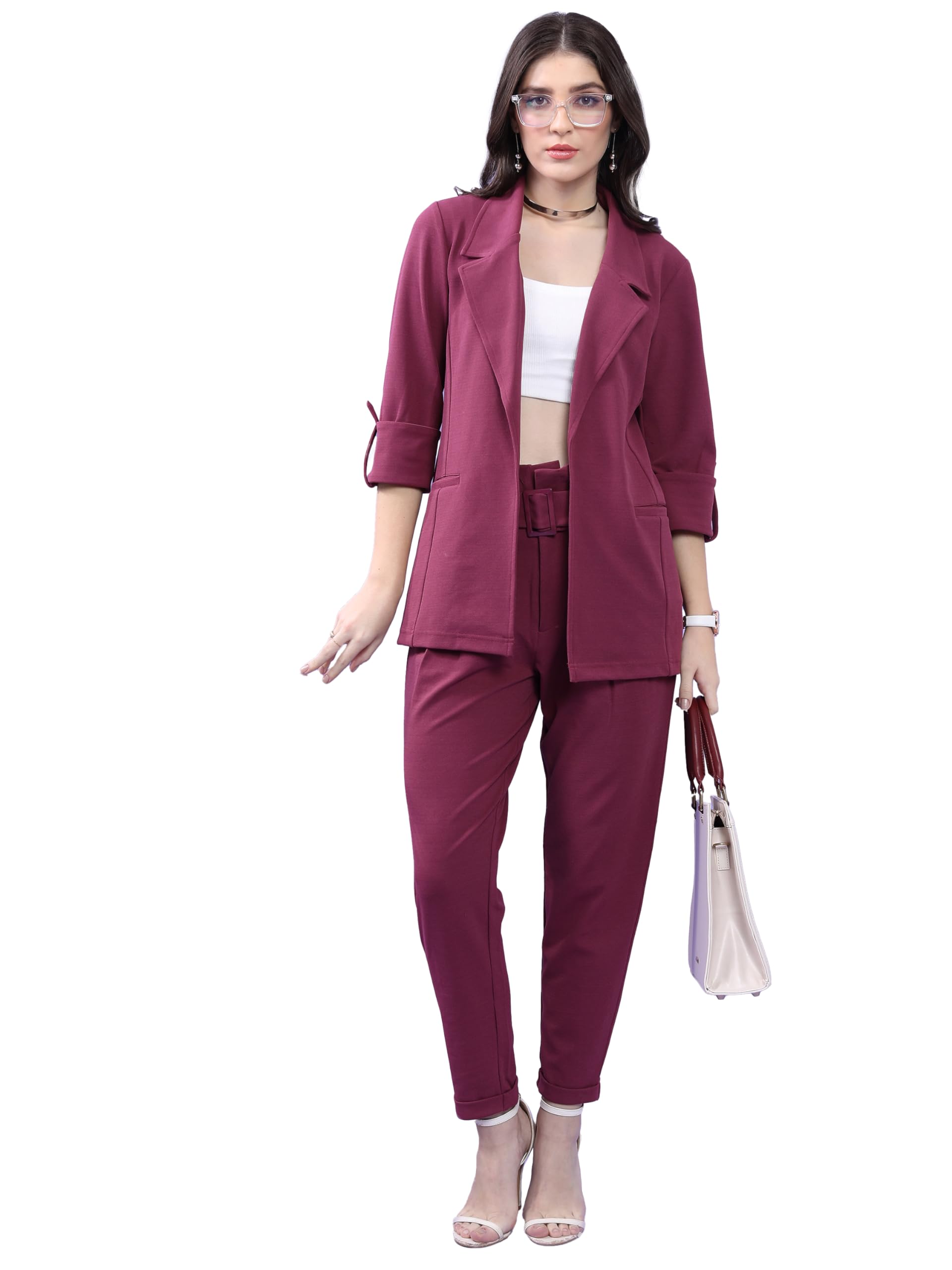 Ketch Cotton Blend Women Party Fit Purple Co-Ord Set Maxi Dress (Khce000086
