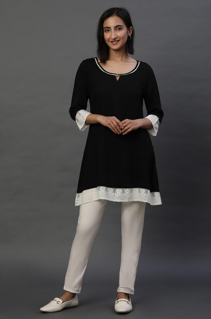 Aurelia WomenS Solid Regular Kurti (24Fea30423_Black