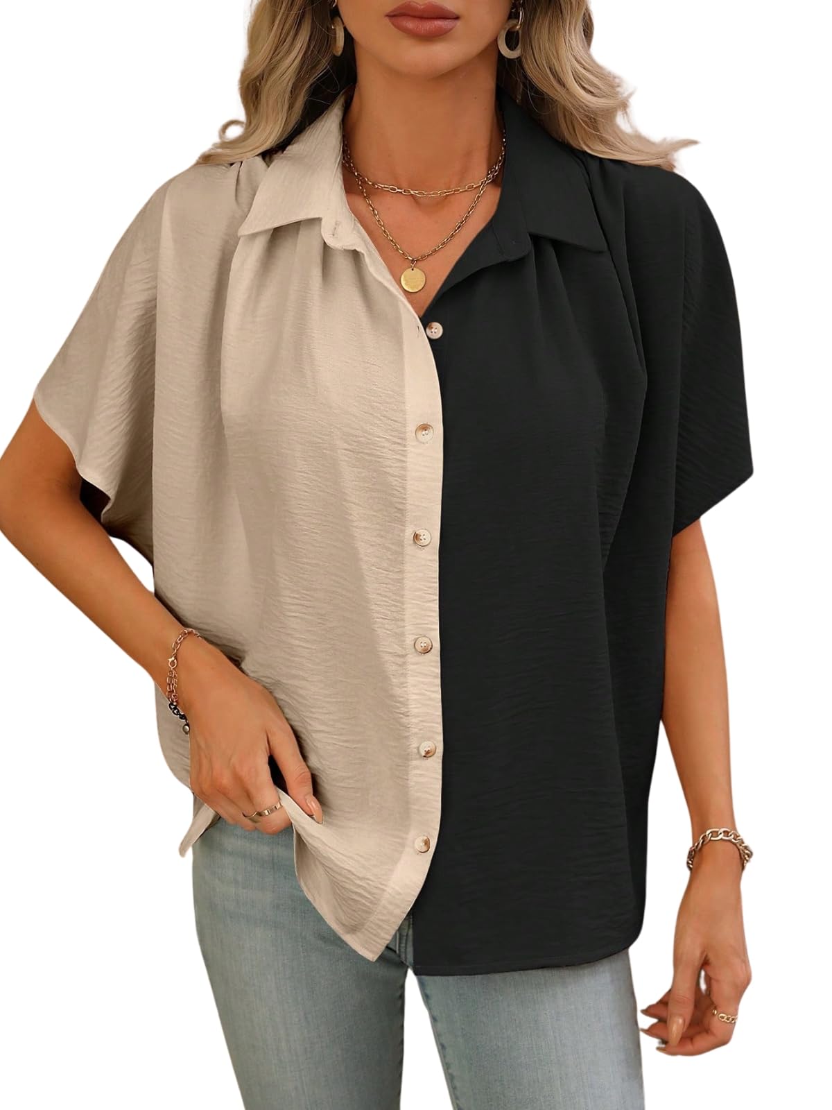 OM SAI LATEST CREATION Womens Color Block Regular Fit Shirt (OSLC-W1892_Beige