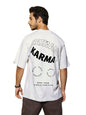 Bewakoof Mens Karma Circle Typography 100% Cotton T-Shirt - Oversized Fit, Round Neck, Half Sleeves White