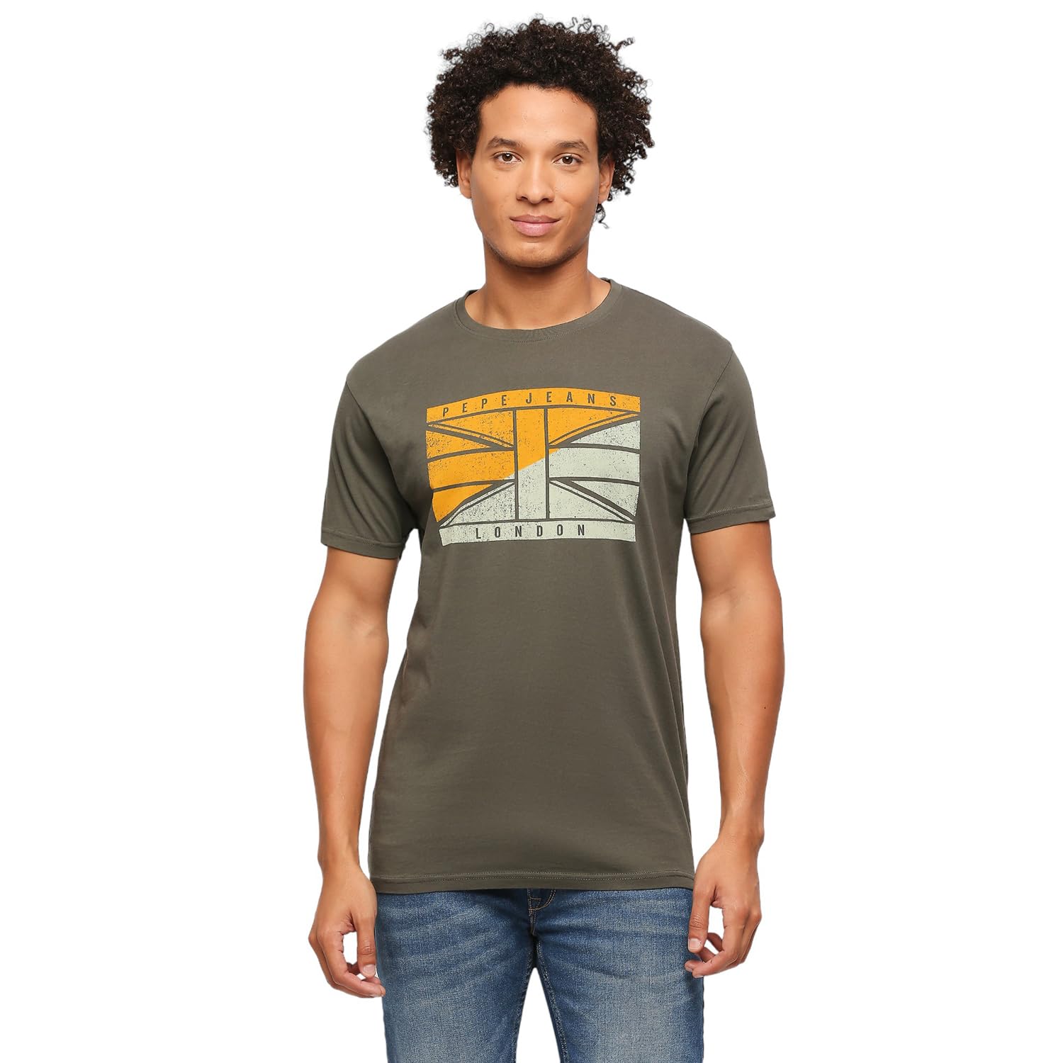 Pepe Jeans MenS Printed Slim Fit T-Shirt (Pm509350_Olive Green
