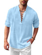 Royalscout MenS Solid Cotton Blend Straight Kurta Shirt | Regular Fit Full Sleeve Short Kurta Sky