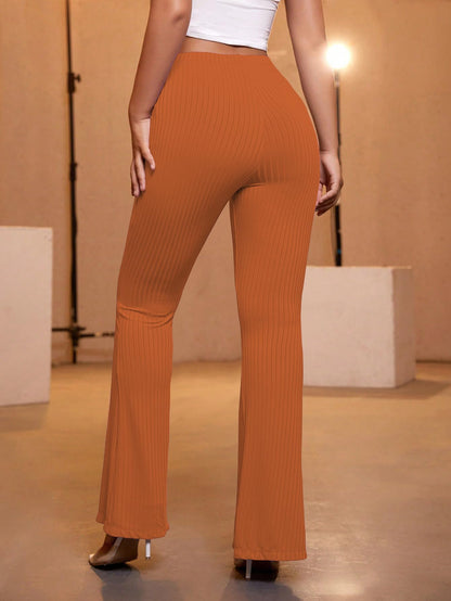 AVANOVA Rust Womens Yoga Dress Pants Stretchy Work Slacks Business Casual Office Flare Bell-Bottom/Boot-Cut Elastic Waist Regul