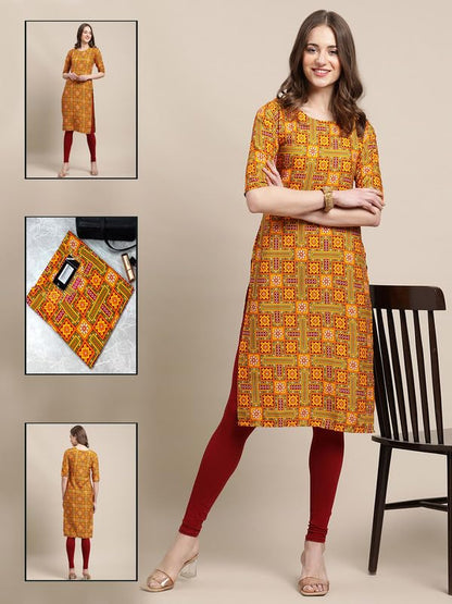 Pinkmint Printed Kurti for Womens ll Straight Kurtis for Womens ll Stylished Kurti (Pack of 6)
