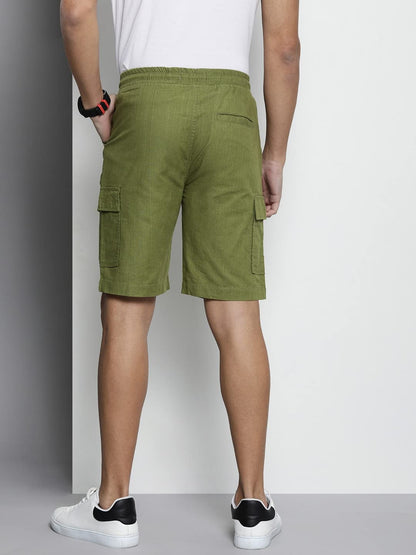 The Indian Garage Co Men Slim Fit Solid Mid-Rise Cargo Shorts