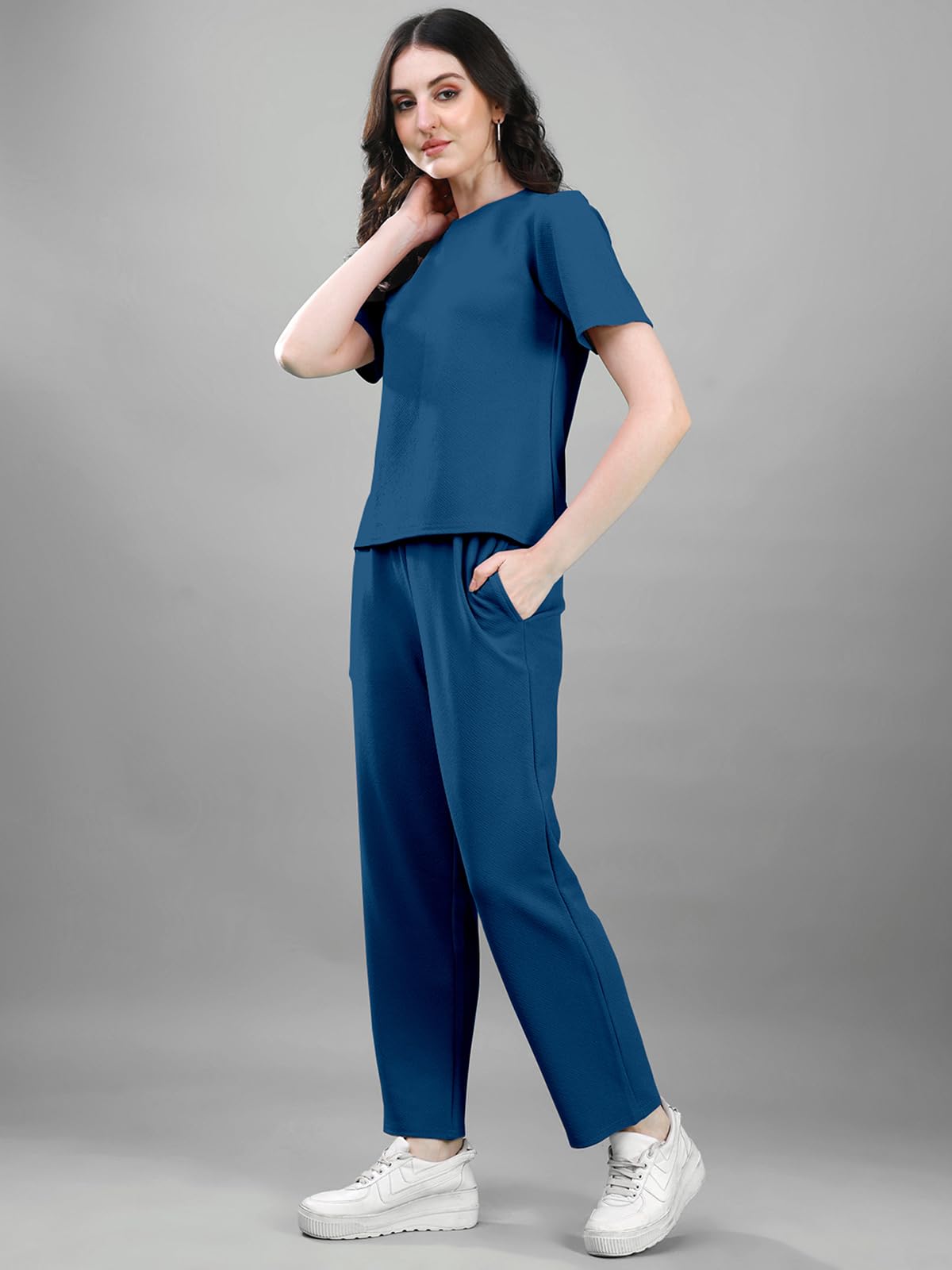 Selvia Co-Ords Set For Women|Lycra Top & Trouser Set|Casual Co-Ords Set For Women|Solid Two Piece Co-Ord Set|Sports Wear Co-Ords