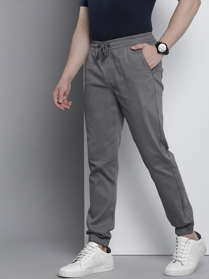 The Indian Garage Co Men Slim Fit Solid Mid-Rise Stretchable Chino Joggers