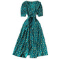 Gufrina Dresses For Women Half Sleeve || Floral Print || V-Neck And Puff Sleeves || Front Open Button & Tie-Up || Midi Dress (Gr