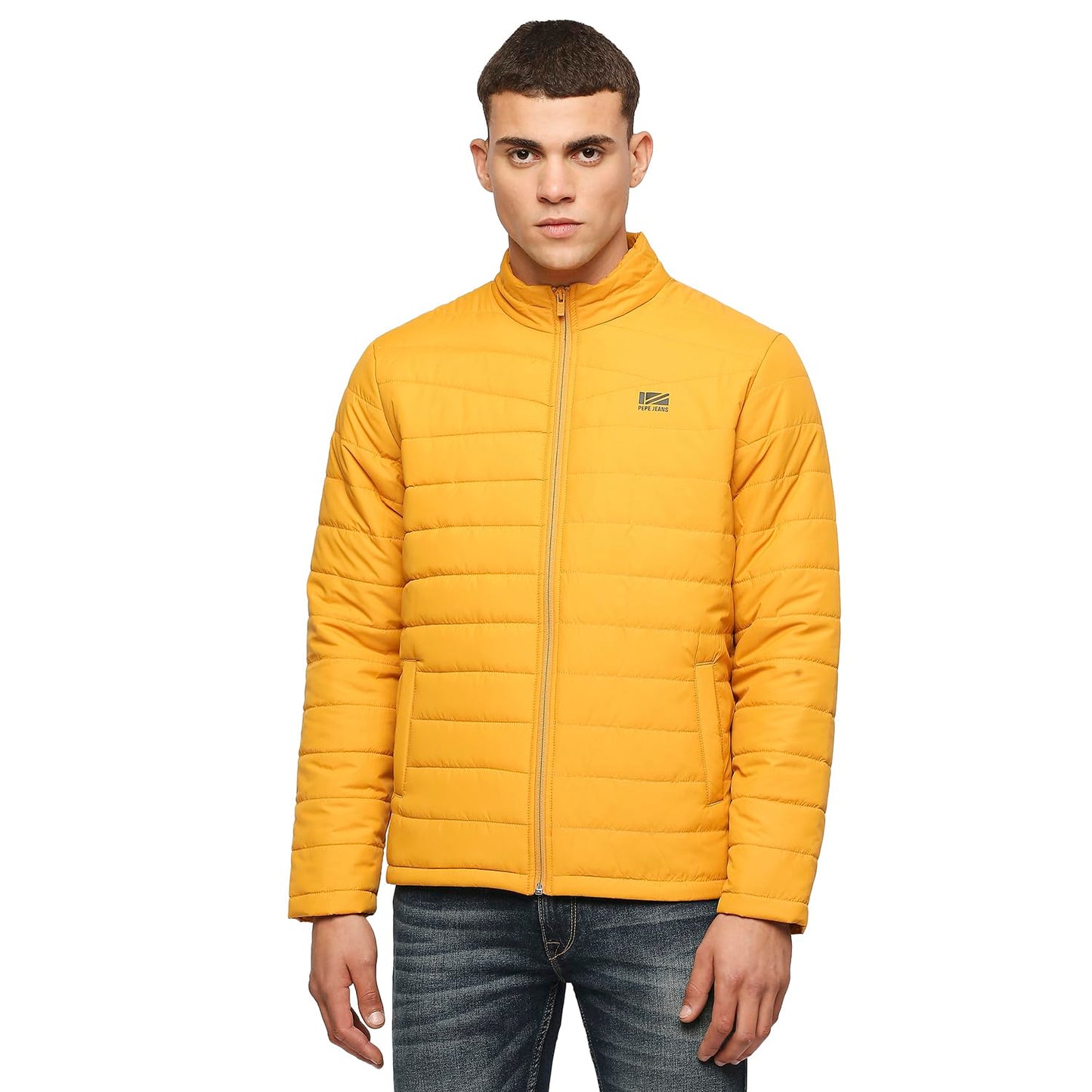 Pepe Jeans Polyester MenS Long Length A-Line Coat (Pm402949_Yellow, Medium
