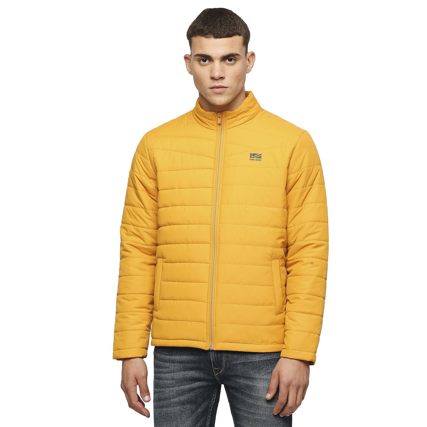 Pepe Jeans Polyester MenS A-Line Coat (Pm402949_Yellow, Long Length, Small