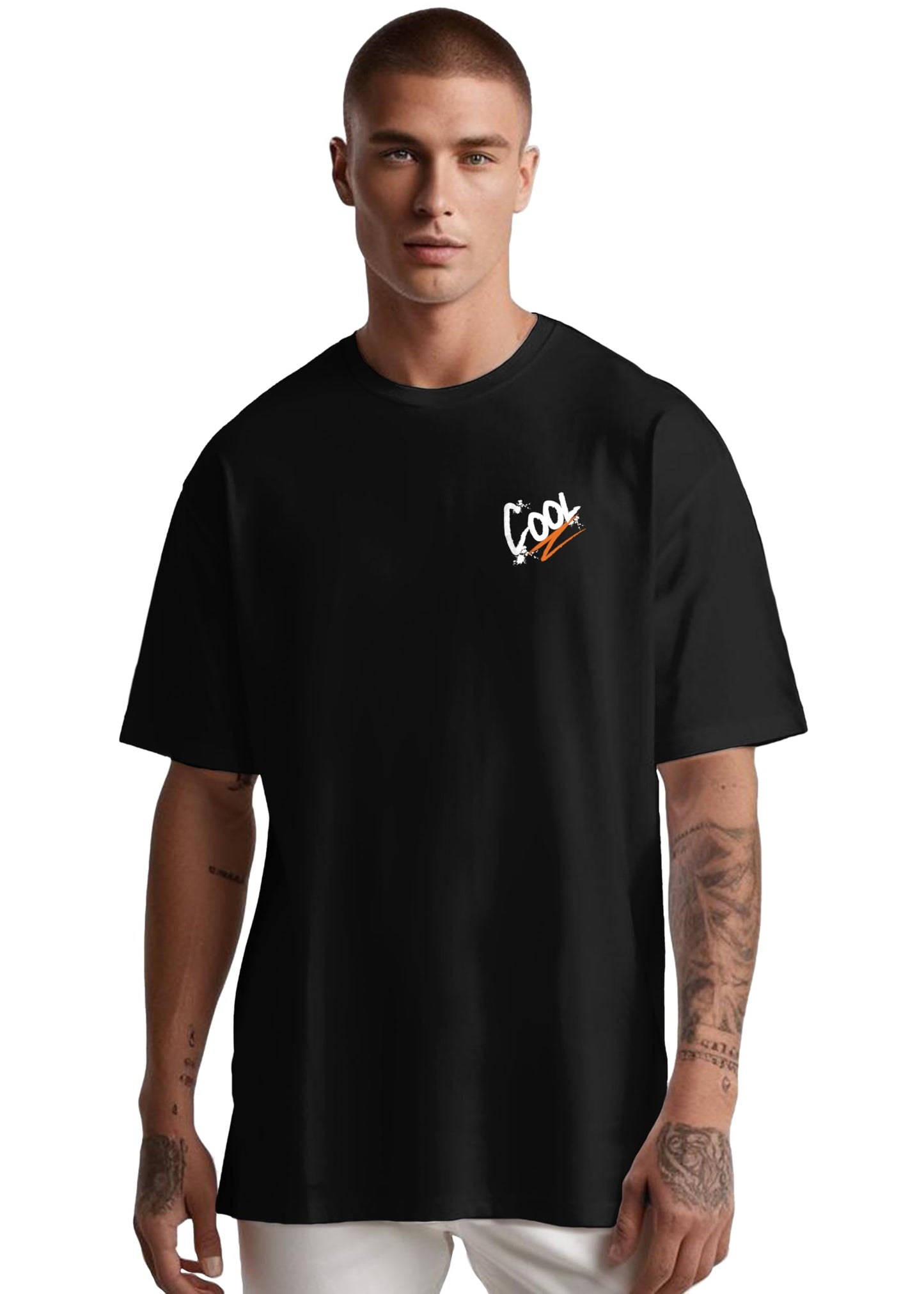 Peppyzone Mens Oversized Fit T-Shirt (PZ-OST-Trendy45_Black