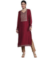 Libas WomenS Silk Yoke Design Straight Kurta (23485O_Pink