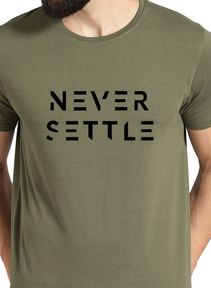 ADRO Mens Never Settle Cotton T-Shirt (RN22-03-SET-OL_Olive)