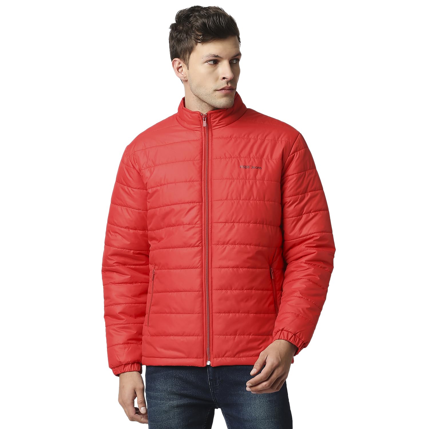 Pepe Jeans MenS Polyester Regular Fit Jackets, Red, Large