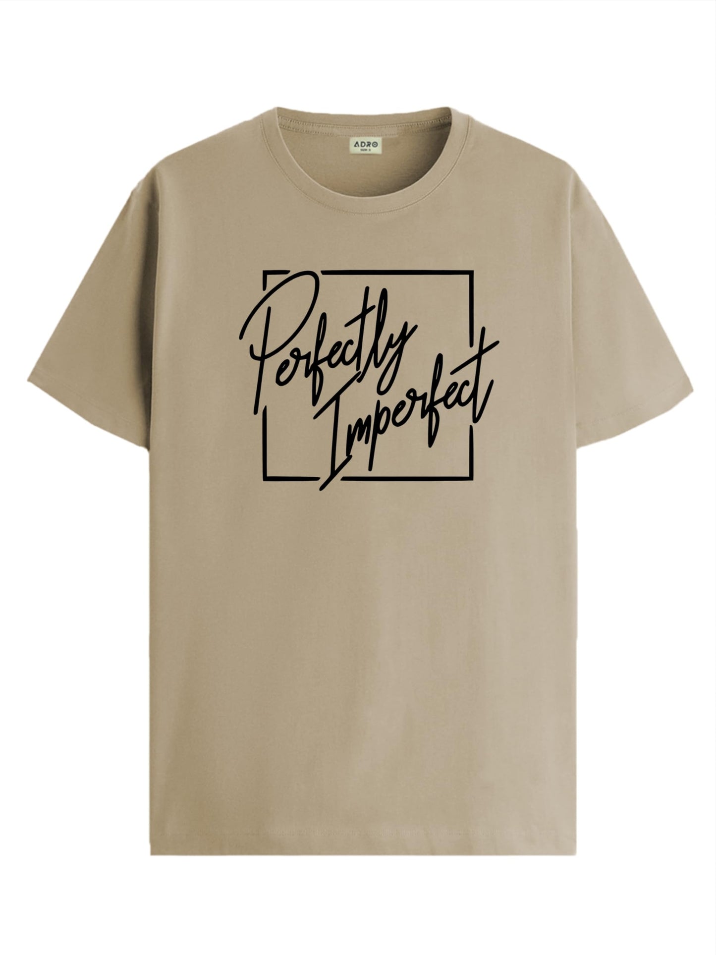 ADRO Mens Printed T Shirt - Premium Cotton Graphic Printed Tshirt - Beige T-Shirt - RN24-FECT-BE