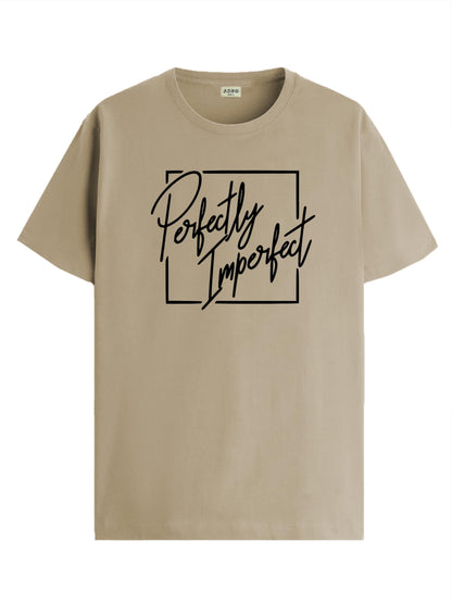 ADRO Mens Printed T Shirt - Premium Cotton Graphic Printed Tshirt - Beige T-Shirt - RN24-FECT-BE