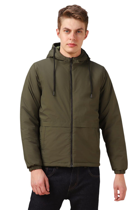 Dennis Lingo Men Green Solid Polyester Regular Fit Full Sleeve Jackets