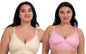 Fabme WomenS Cotton Wire Free Casual Nursing Bra (Pack Of 2) (Po2-Br_243_Skin, Pink
