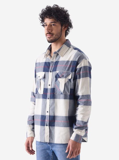 The Souled Store Plaid: Blue Haze (Utility) Men Utility Shirts