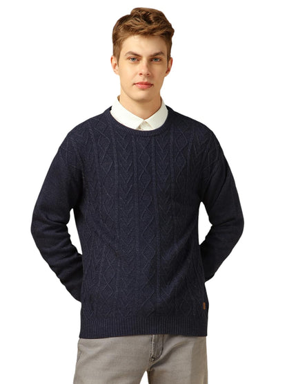 Dennis Lingo Men Regular Fit Acrylic Full Sleeves Solid Sweaters