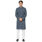Fabindia Men Cotton Ajrakh Printed Long Kurta Indigo_S