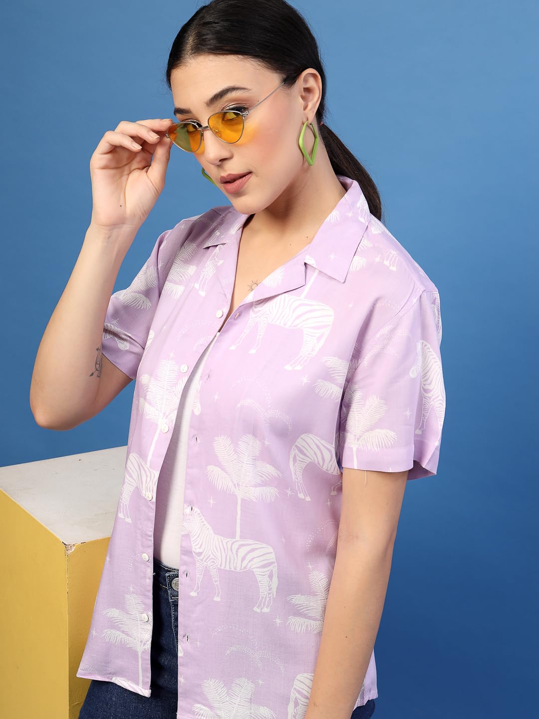 Rigo Rayon Printed Shirts for Women | Half Sleeves Hawaiian Shirts for Women | Summer Shirts Shirt for Women | Slim Fit, Casual