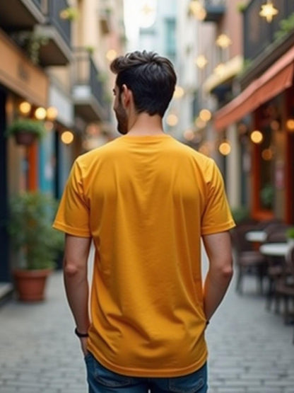 Nobero MenS Graphic Printed Regular Fit T-Shirt (1M-Twts-C1163-Pbl_Mustard Yellow