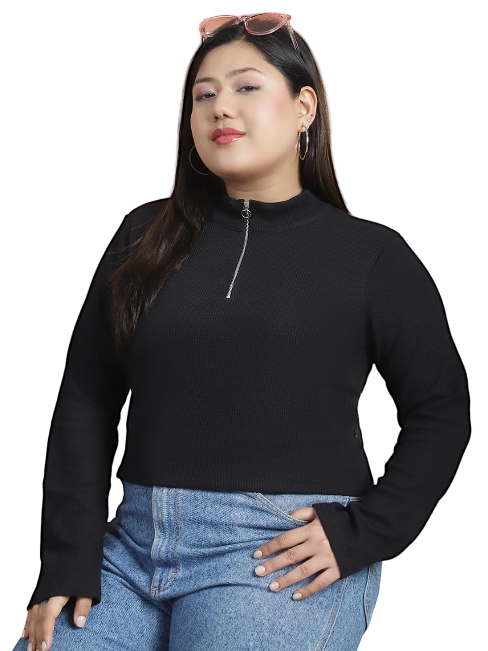 Rigo Womens Solid Slim Fit Top (WTOP355-1394PLS_Black