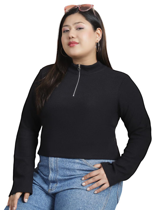 Rigo Womens Solid Slim Fit Top (WTOP355-1394PLS_Black