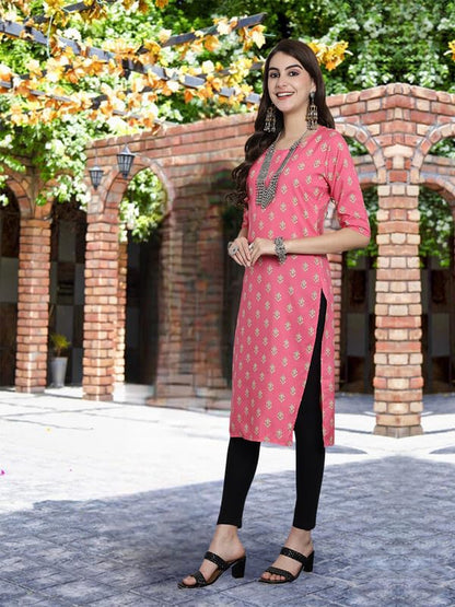 Pinkmint Crepe Printed Kurti For Womens College Wear Kurti Festival Wear Kurti For Women (Pack Of 5)