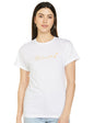 Bewakoof Women Minimal Believe Boyfriend White Half Sleeve Round Neck Printed T-Shirt