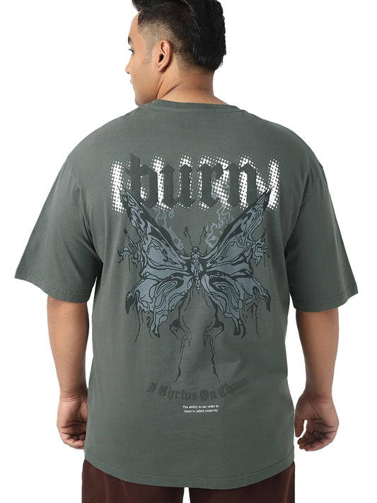 Bewakoof Mens Graphic Printed Oversized Fit Half Sleeve Round Neck Cotton Jersey Plus Size T-Shirt_652583_Grey_5XL