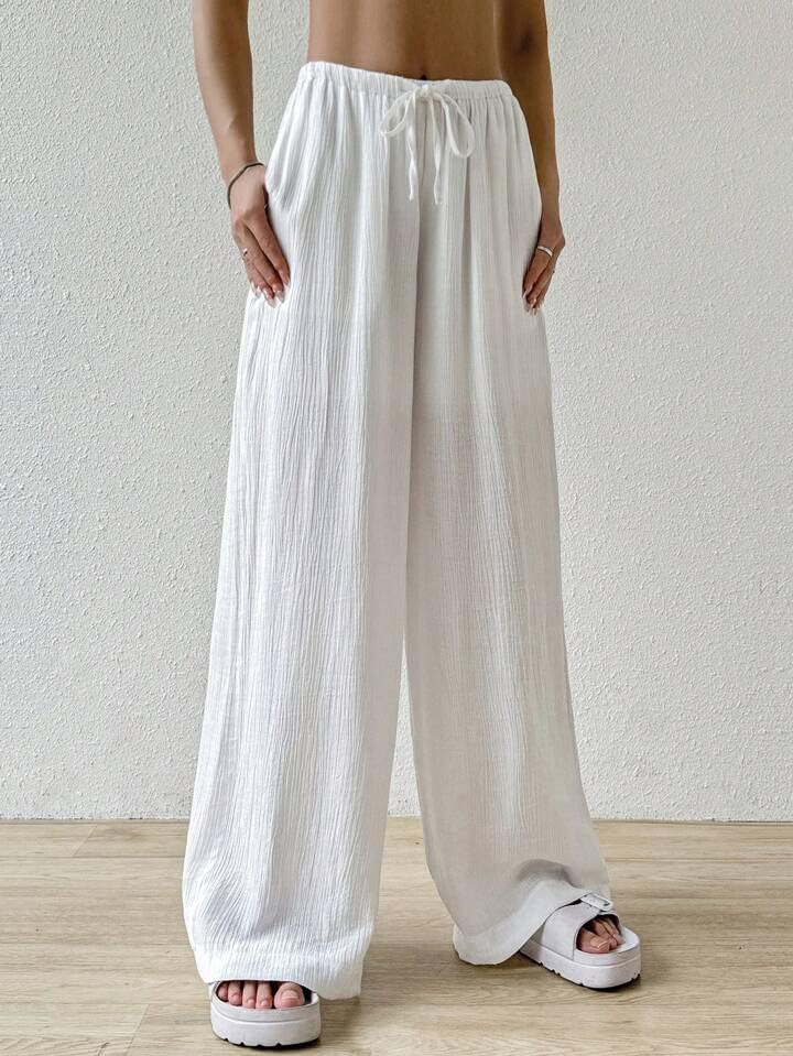 Greciilooks WomenS Loose High Rise Trouser | High-Waist Korean Pants | Formal Track Pant | Cargo Style Baggy Trendy White