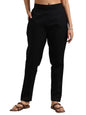 Libas Womens Solid Cotton Trousers For Women Black