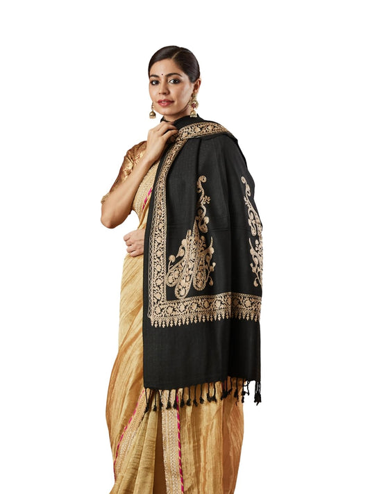 Pashmoda Women Nargis Kashmiri Aari Embroidery Stole (Size: 71X203 CM)