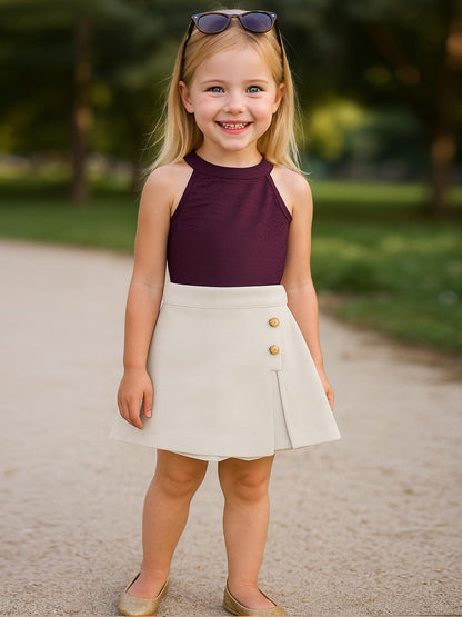 A.T.U.N. (ALL THINGS UBER NICE) Girls Stylish Two Piece Outfit Set with Sleeveless Tank Top and Skort | Casual Summer Clothing