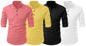 Zombom MenS Cotton Polyester Blend Solid Full Sleeve Regular Fit Kurta Shirt, Multicolor, M, Combo Set Of 4