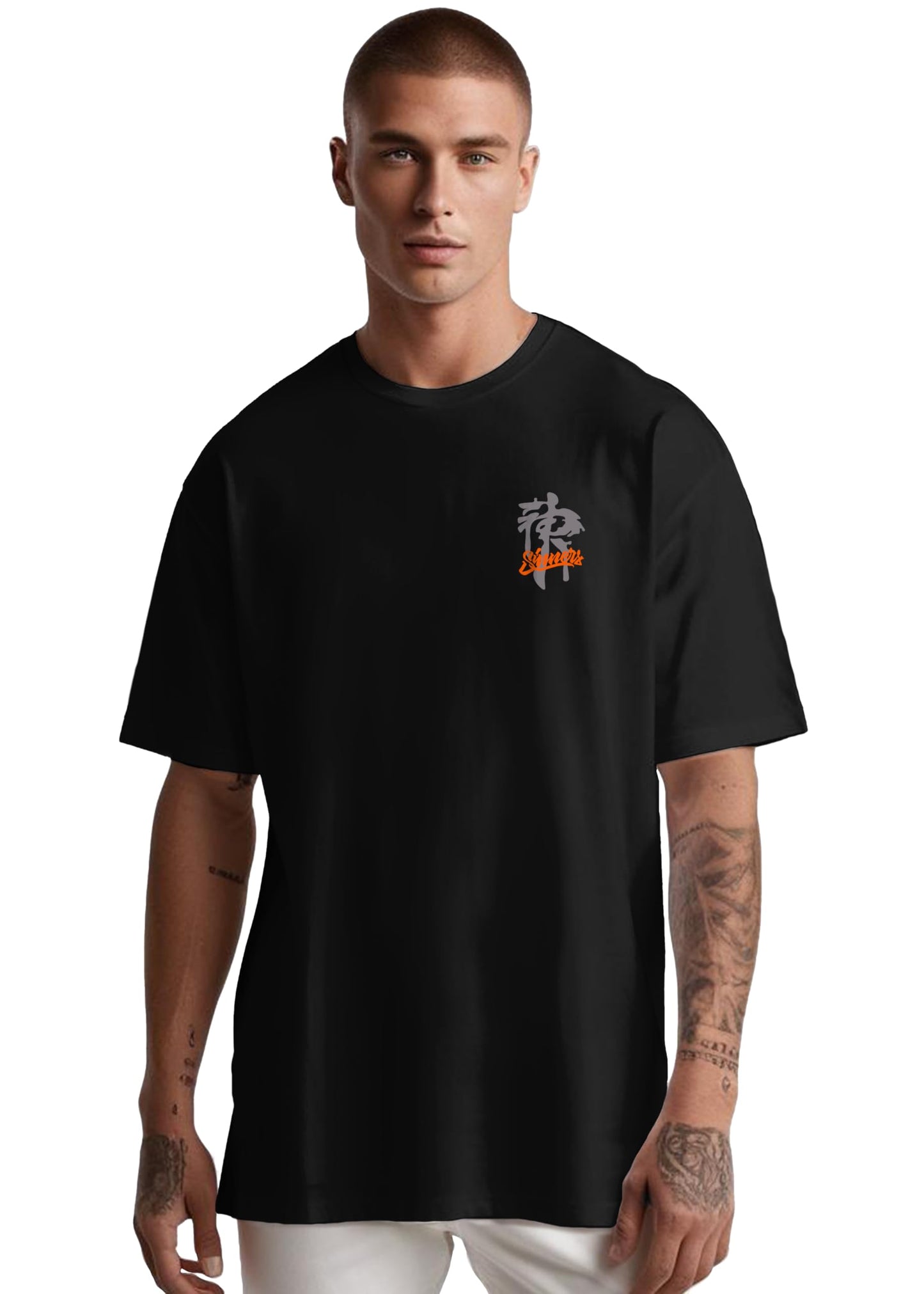 Peppyzone Mens Oversized Fit T-Shirt (PZ-OST-Trendy50_Black