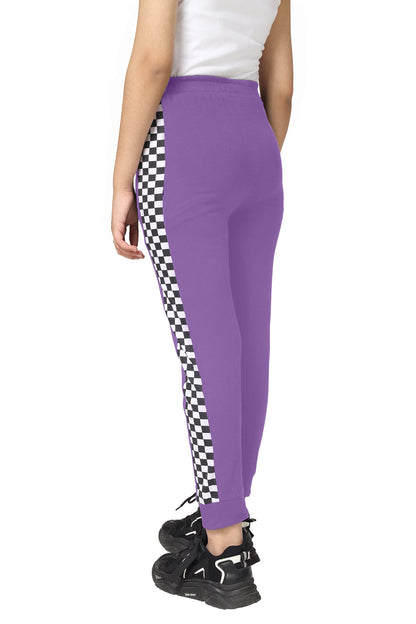Kyda Kids Girls Cotton Printed Track Pants With Pocket - (Pack Of 1) Purple