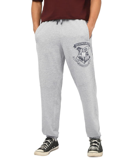 Bewakoof Official Harry Potter Merchandise Mens Graphic Print Oversized Fit Terry Joggers_664123_Grey_2XL