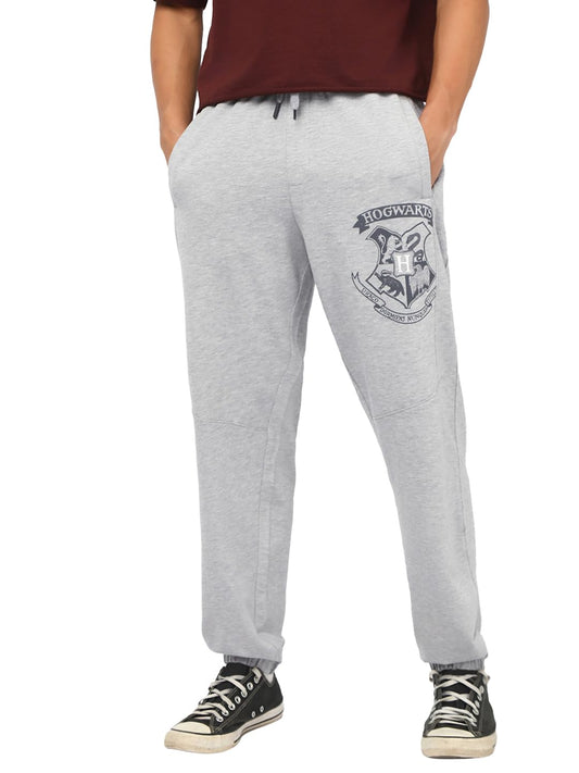 Bewakoof Official Harry Potter Merchandise Mens Graphic Print Oversized Fit Terry Joggers_664123_Grey_2XL