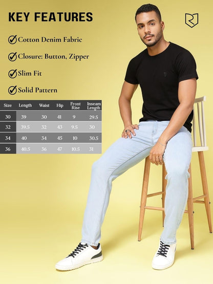 Rigo Cotton Denim Jeans for Men | Solid Jeans for Men | Stretchable, Slim FIt & Straight Fit Jeans for Men Blue