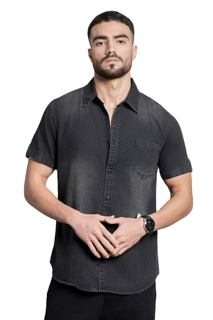 High Star MenS Regular Fit Shirt (Hsmshswip1684_Black