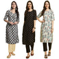 Pinkmint WomenS Crepe Printed Kurta And Pant Set (Pack Of 3)