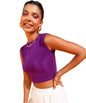 POPWINGS Women Casual Self Design Wrinkle Purple Crop Top Tops for Women | Stylish Tops for Women | Trendy Tops Women