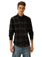 Dennis Lingo Men Grey Checks Cotton Regular Fit Full Sleeve Shirt