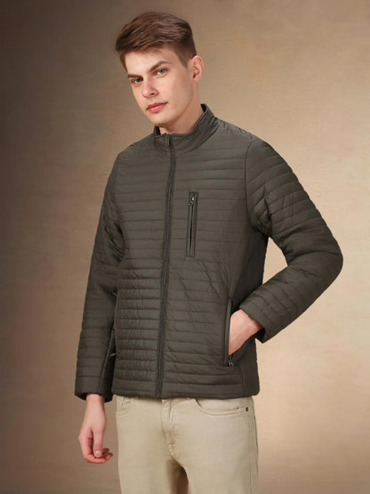 Dennis Lingo Men Solid Polyester Regular Fit Full Sleeves Puffer Jacket