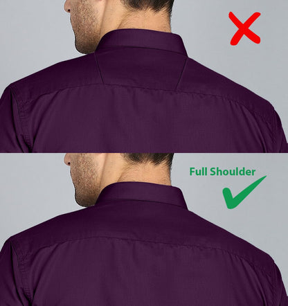 Mildin MenS Regular Cotton Blend Purple Slim Fit Solid Button Down Spread Collar Half Sleeve Curved Hemline Formal Shirt With O