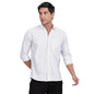Mildin MenS White Pure Cotton Full Sleeve Spread Collar Regular Fit Striped Printed Formal Shirt With Patch Pocket (White Oxfor